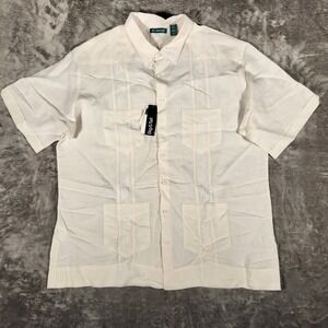 Cubavera Guayabera Shirt Mens 2XLT White New Short Sleeve Embroidered Big & Tall
